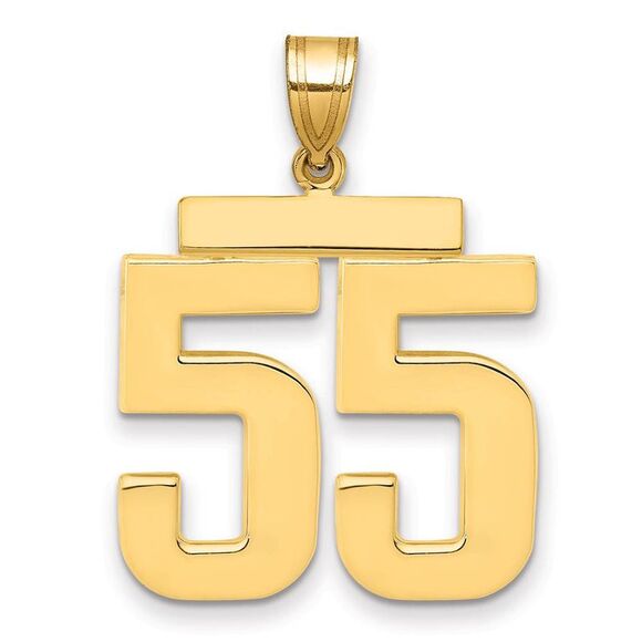 14k Yellow Gold Athletic Collection Large Polished Number 55 Pendant